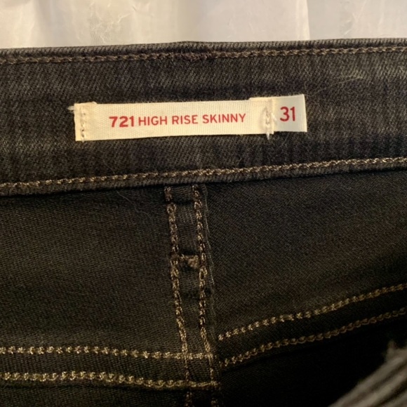 Levi’s 721 High Rise Skinny Black Jeans w/ stripes - Picture 7 of 9